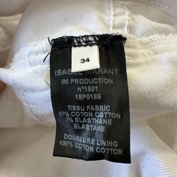 Isabel Marant White High Rise Wide Leg Cropped Raw Hem Cabrio White Jeans, 2 - Picture 11 of 16